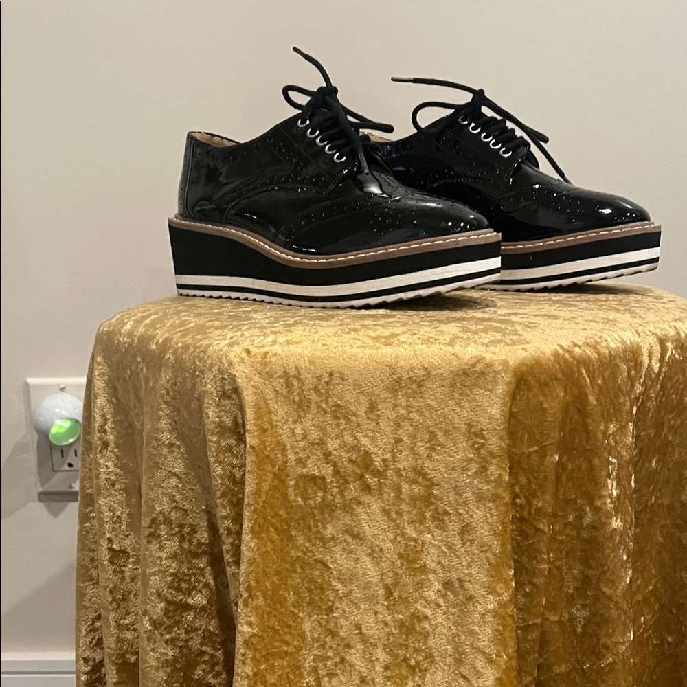 Patent Black Platform Oxfords